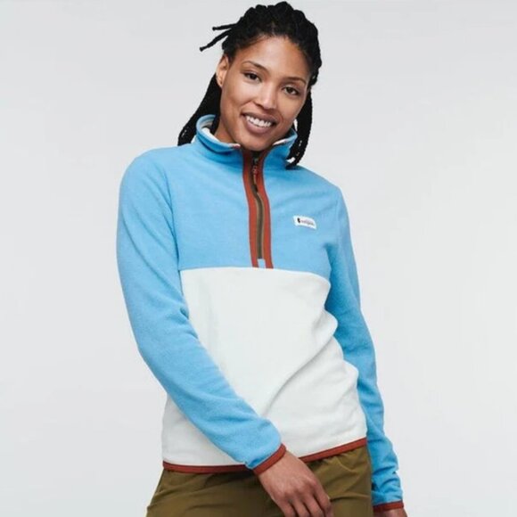 cotopaxi Sweaters - cotopaxi Blue and White Quarter-Zip Fleece Pullover